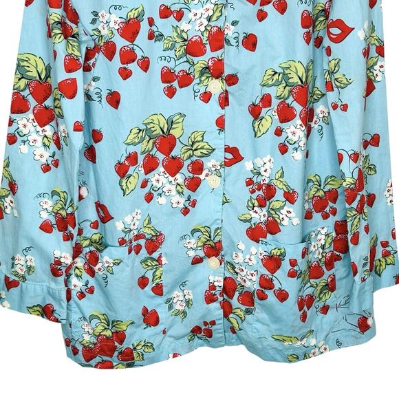Nick & Nora Strawberry Pajama Top Womens Large Sleepwear‎ Summer Retro Country - Picture 4 of 13